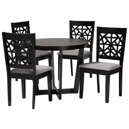Baxton Studio - Jamie Dining Set in Grey/Dark Brown - Jamie-Grey/Dark Brown-5PC Dining Set view 1