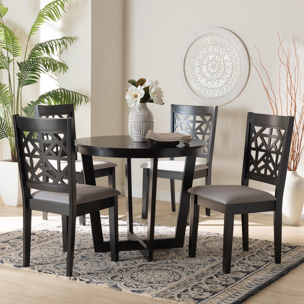 Baxton Studio - Jamie Dining Set in Grey/Dark Brown - Jamie-Grey/Dark Brown-5PC Dining Set view 8