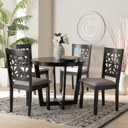 Baxton Studio - Jamie Dining Set in Grey/Dark Brown - Jamie-Grey/Dark Brown-5PC Dining Set view 8