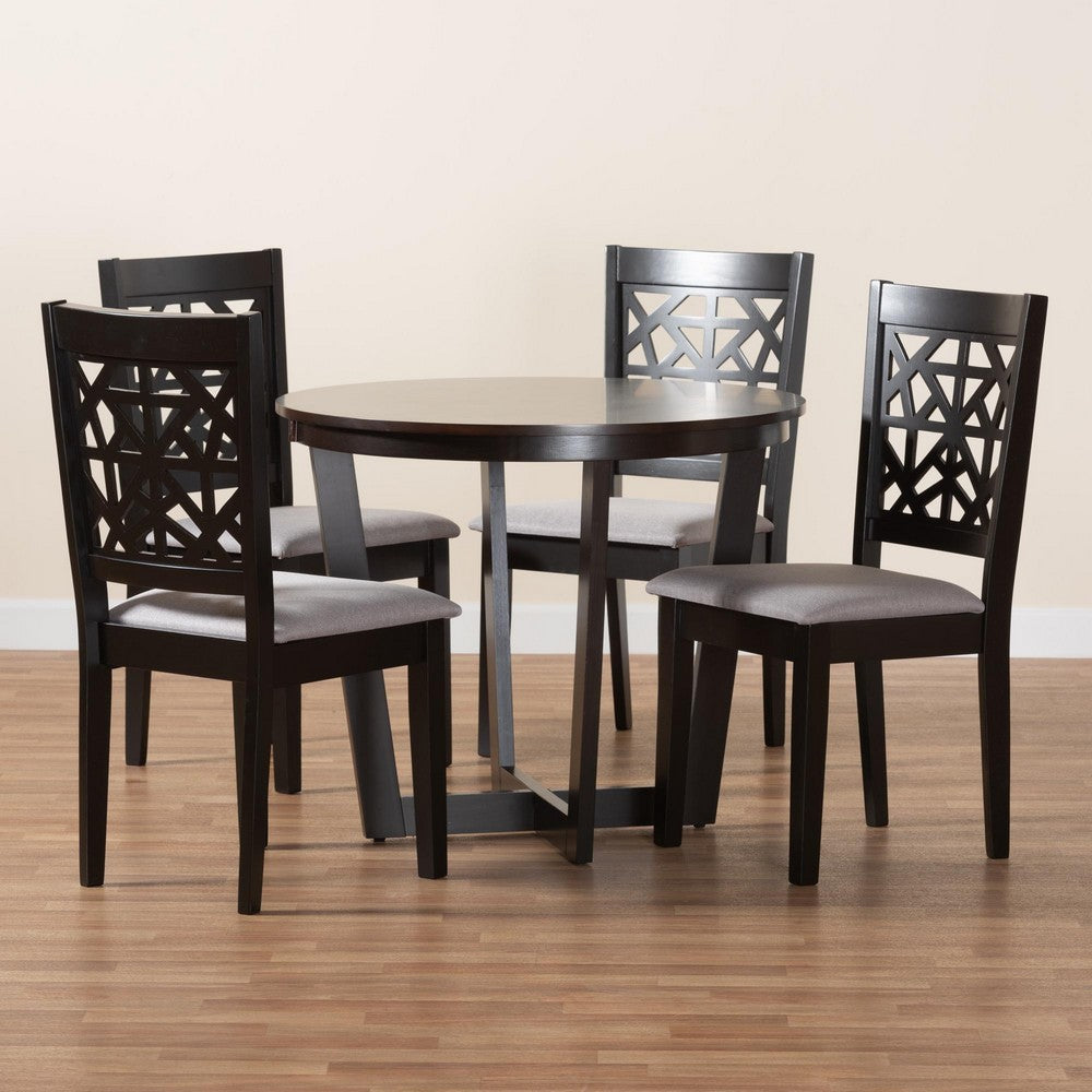 Baxton Studio - Jamie Dining Set in Grey/Dark Brown - Jamie-Grey/Dark Brown-5PC Dining Set view 9