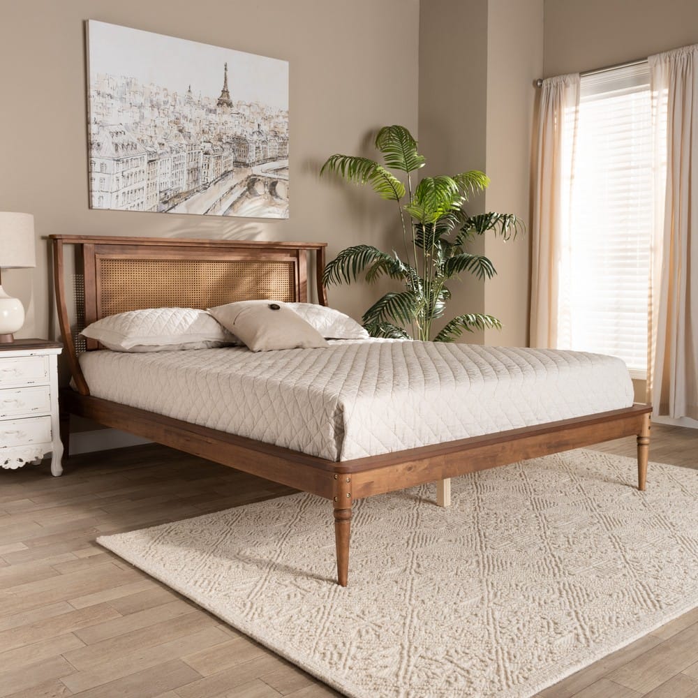 Baxton Studio - Jamila Full Size Bed in Walnut Brown - MG0069-Rattan/Walnut-Full view 7