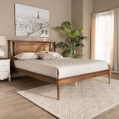 Baxton Studio - Jamila Full Size Bed in Walnut Brown - MG0069-Rattan/Walnut-Full view 7