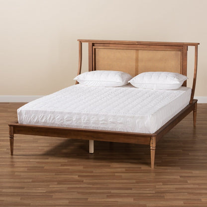 Baxton Studio - Jamila Full Size Bed in Walnut Brown - MG0069-Rattan/Walnut-Full view 8