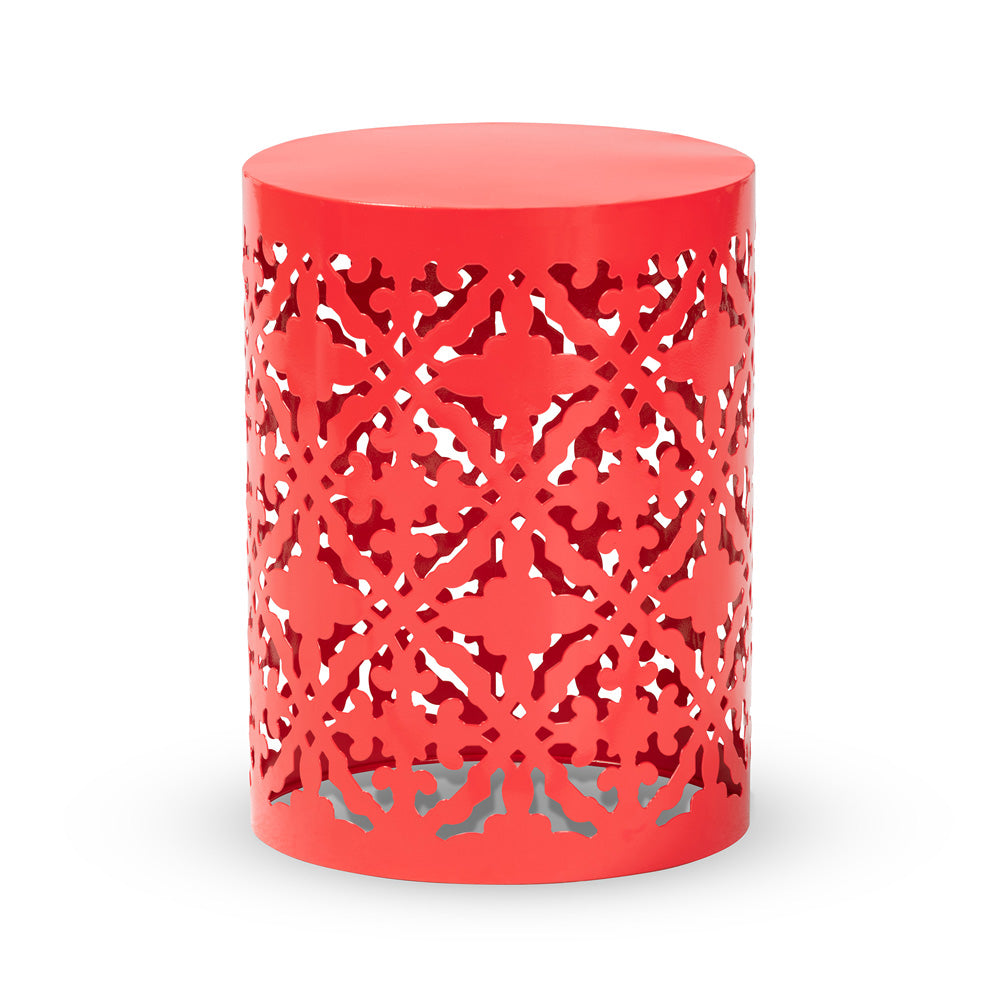 Baxton Studio - Jamila Outdoor End Table in Red - H01-104258 Red Metal Side Table view 1