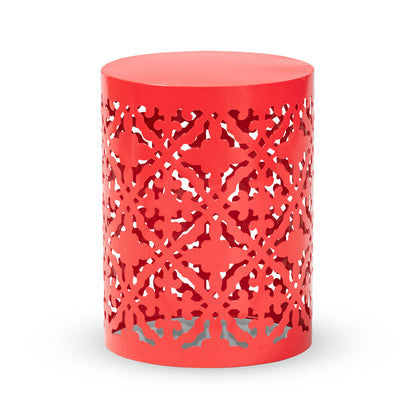 Baxton Studio - Jamila Outdoor End Table in Red - H01-104258 Red Metal Side Table view 1