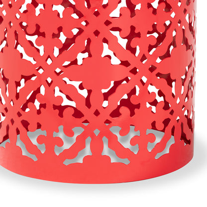 Baxton Studio - Jamila Outdoor End Table in Red - H01-104258 Red Metal Side Table view 2