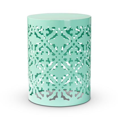 Baxton Studio - Jamila Outdoor Side Table in Aqua - H01-104258 Aqua Metal Side Table view 1