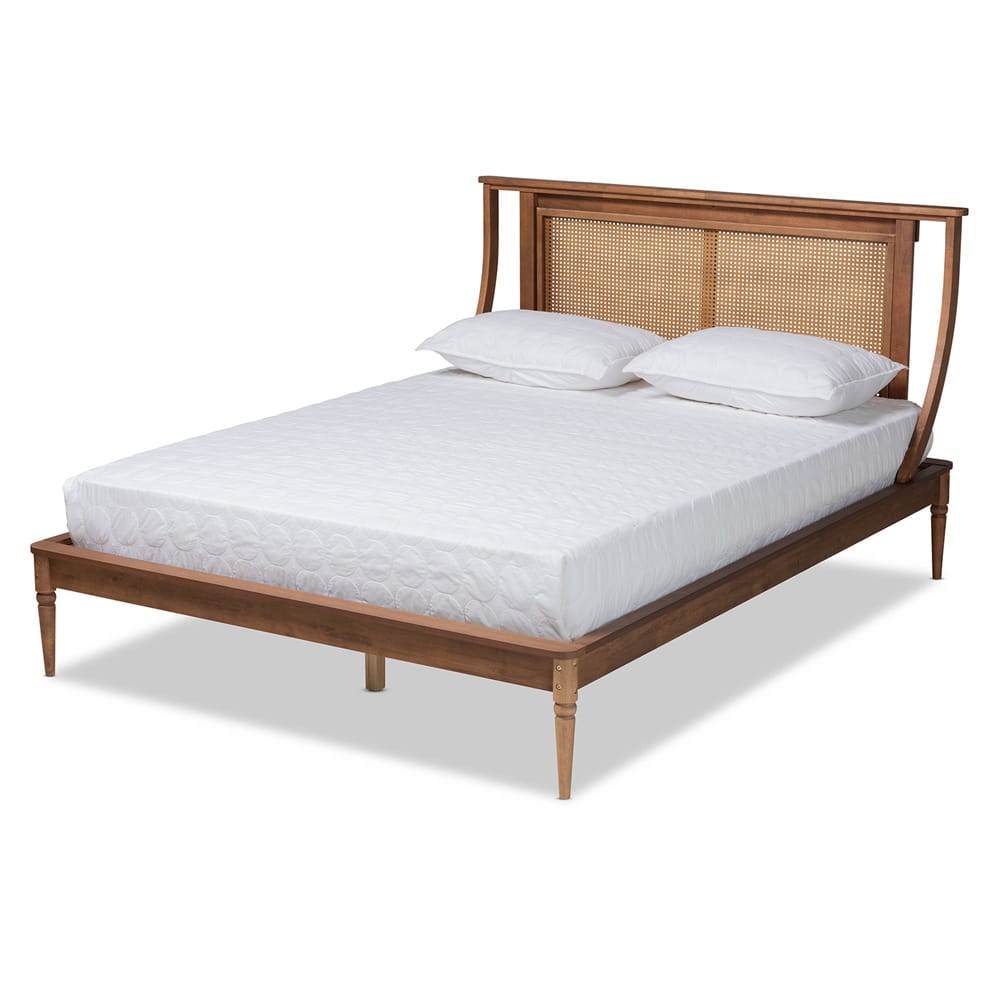 Baxton Studio - Jamila Queen Size Bed in Walnut Brown - MG0069-Rattan/Walnut-Queen view 1