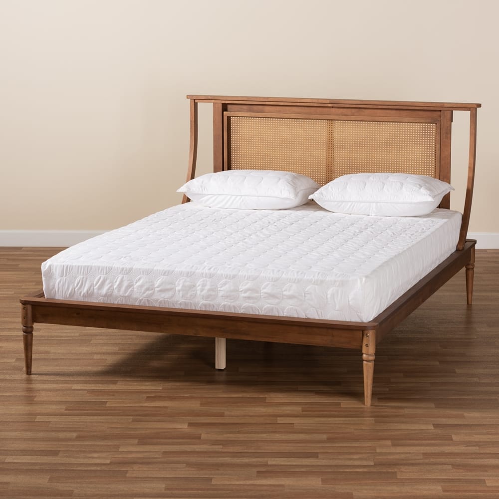 Baxton Studio - Jamila Queen Size Bed in Walnut Brown - MG0069-Rattan/Walnut-Queen view 6