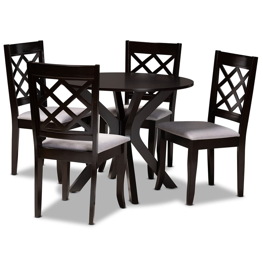 Baxton Studio - Jana Dining Set in Grey/Dark Brown - Jana-Grey/Dark Brown-5PC Dining Set view 1