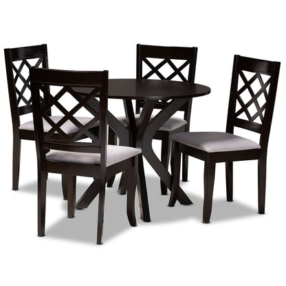 Baxton Studio - Jana Dining Set in Grey/Dark Brown - Jana-Grey/Dark Brown-5PC Dining Set view 1