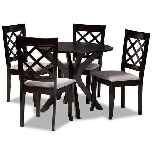 Baxton Studio - Jana Dining Set in Grey/Dark Brown - Jana-Grey/Dark Brown-5PC Dining Set view 1