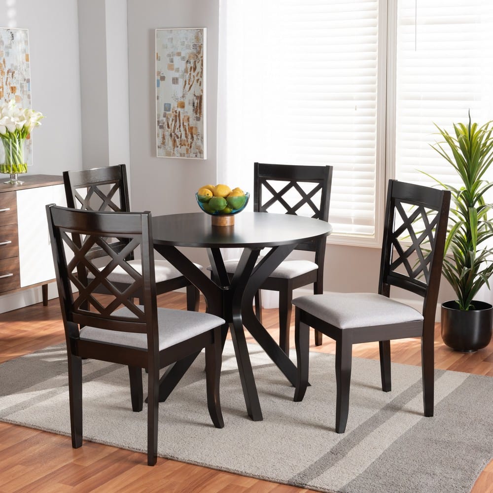 Baxton Studio - Jana Dining Set in Grey/Dark Brown - Jana-Grey/Dark Brown-5PC Dining Set view 7