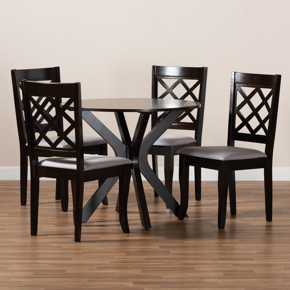 Baxton Studio - Jana Dining Set in Grey/Dark Brown - Jana-Grey/Dark Brown-5PC Dining Set view 8