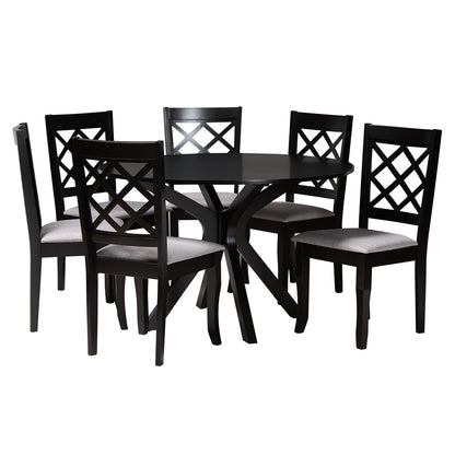 Baxton Studio - Jana Dining Set in Grey/Espresso Brown - Jana-Grey/Dark Brown-7PC Dining Set view 1