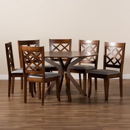Baxton Studio - Jana Dining Set in Grey/walnut brown - Jana-Grey/Walnut-7PC Dining Set view 8