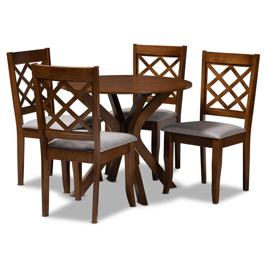 Baxton Studio - Jana Dining Set in Grey/Walnut - Jana-Grey/Walnut-5PC Dining Set view 1