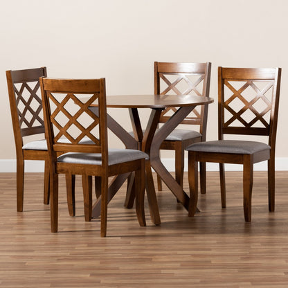 Baxton Studio - Jana Dining Set in Grey/Walnut - Jana-Grey/Walnut-5PC Dining Set view 8