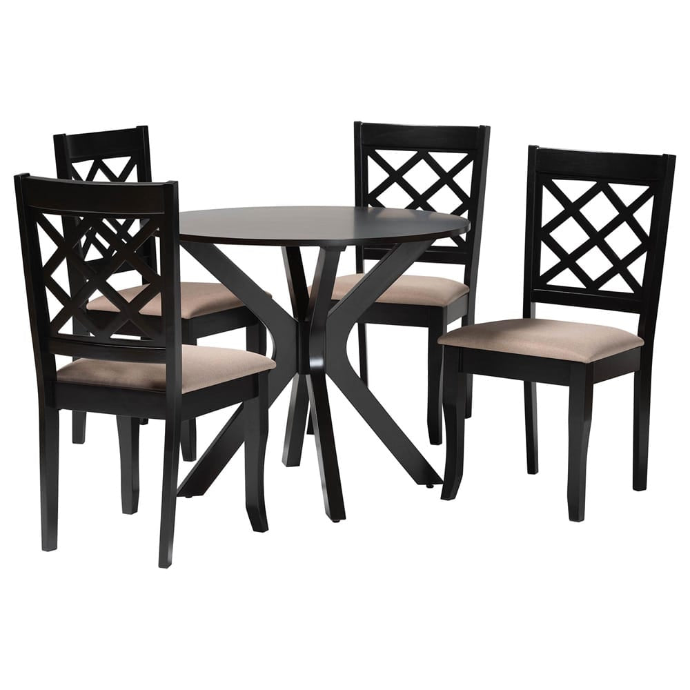 Baxton Studio - Jana Dining Set in Sand/Dark Brown - Jana-Sand/Dark Brown-5PC Dining Set view 1