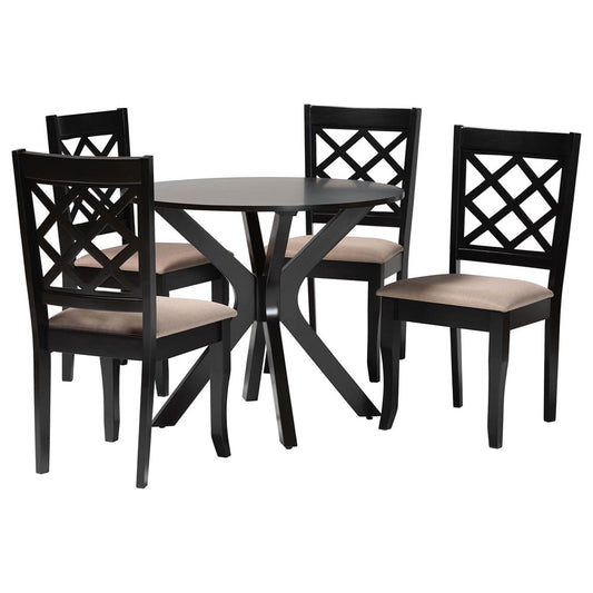 Baxton Studio - Jana Dining Set in Sand/Dark Brown - Jana-Sand/Dark Brown-5PC Dining Set view 1