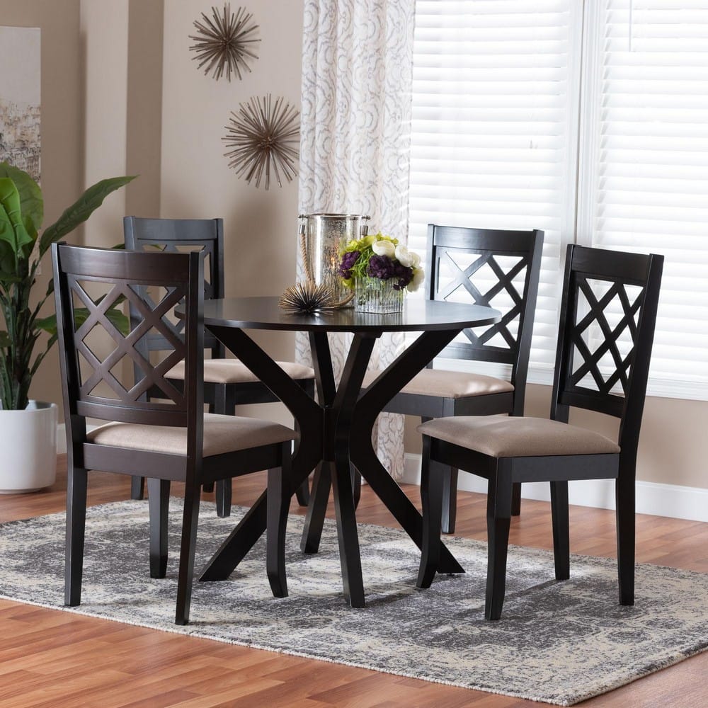 Baxton Studio - Jana Dining Set in Sand/Dark Brown - Jana-Sand/Dark Brown-5PC Dining Set view 8