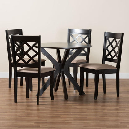 Baxton Studio - Jana Dining Set in Sand/Dark Brown - Jana-Sand/Dark Brown-5PC Dining Set view 9
