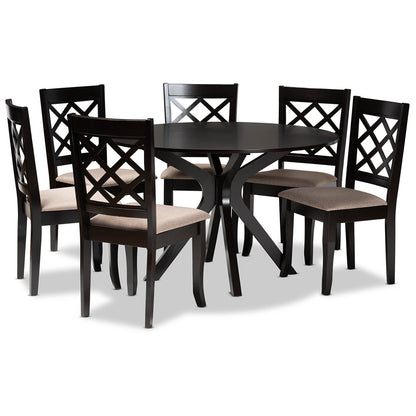 Baxton Studio - Jana Dining Set in Sand/Dark Brown - Jana-Sand/Dark Brown-7PC Dining Set view 1