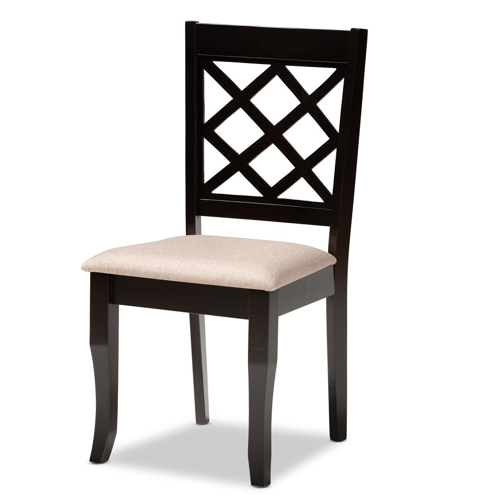 Baxton Studio - Jana Dining Set in Sand/Dark Brown - Jana-Sand/Dark Brown-7PC Dining Set view 2