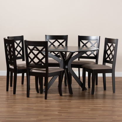 Baxton Studio - Jana Dining Set in Sand/Dark Brown - Jana-Sand/Dark Brown-7PC Dining Set view 8