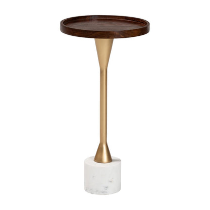 Baxton Studio - Janaki End Table in Marble White/Gold/Walnut Brown - FUR6892-Wood Tray-ET view 1