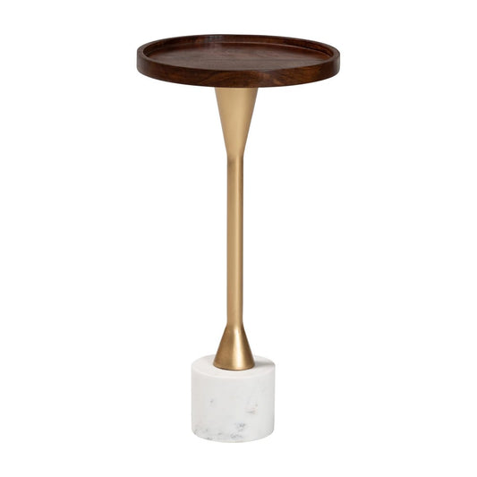 Baxton Studio - Janaki End Table in Marble White/Gold/Walnut Brown - FUR6892-Wood Tray-ET view 1