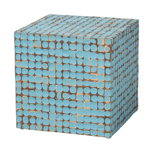 Baxton Studio - Janella End Table in Sky Blue/Natural Brown - Juliette Square-Blue-ET view 1