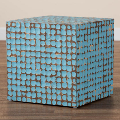 Baxton Studio - Janella End Table in Sky Blue/Natural Brown - Juliette Square-Blue-ET view 7