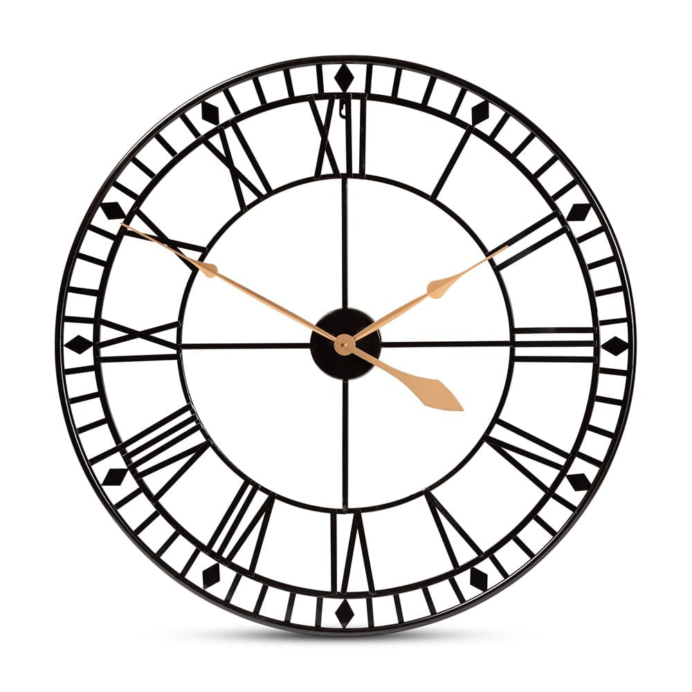 Baxton Studio - Janette Clock in Black/Gold - Metal WC-31.5 inch view 1