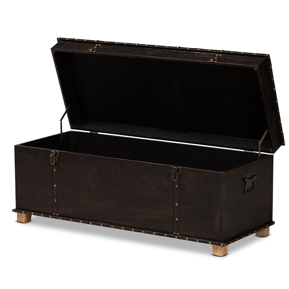 Baxton Studio - Janna Ottoman in Dark Brown/Oak Brown - JY20B055L-Dark Brown-Large Otto view 2