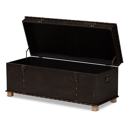 Baxton Studio - Janna Ottoman in Dark Brown/Oak Brown - JY20B055L-Dark Brown-Large Otto view 2