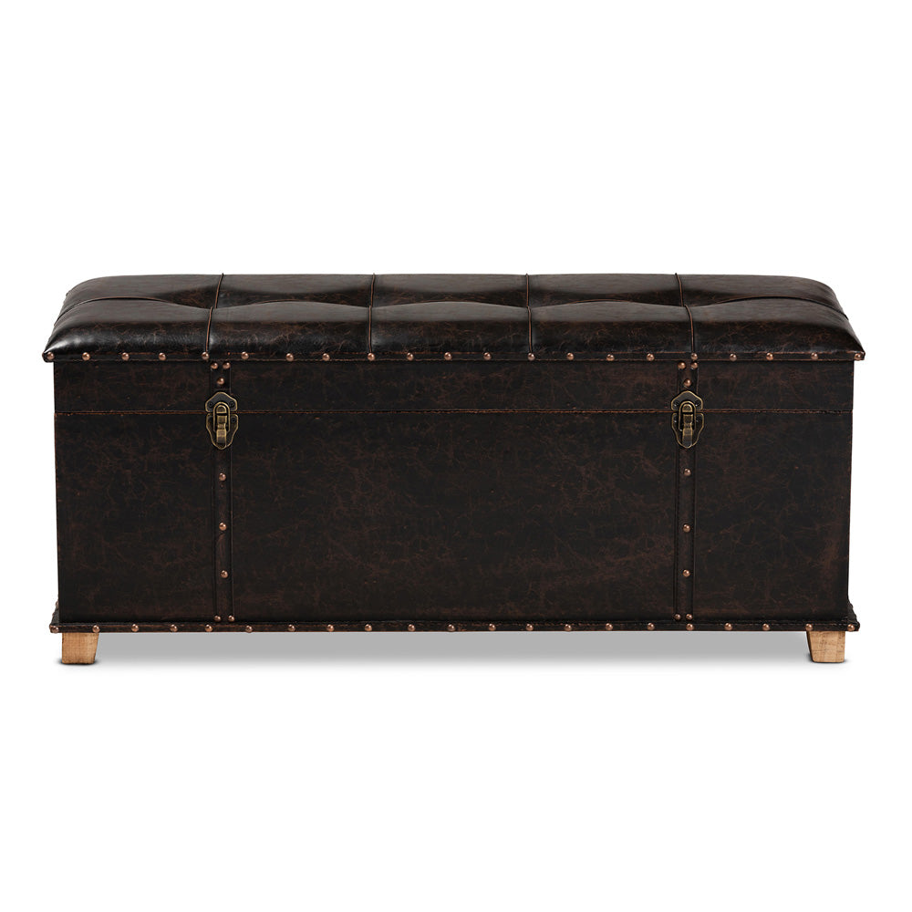 Baxton Studio - Janna Ottoman in Dark Brown/Oak Brown - JY20B055L-Dark Brown-Large Otto view 3