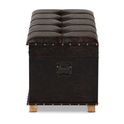 Baxton Studio - Janna Ottoman in Dark Brown/Oak Brown - JY20B055L-Dark Brown-Large Otto view 4