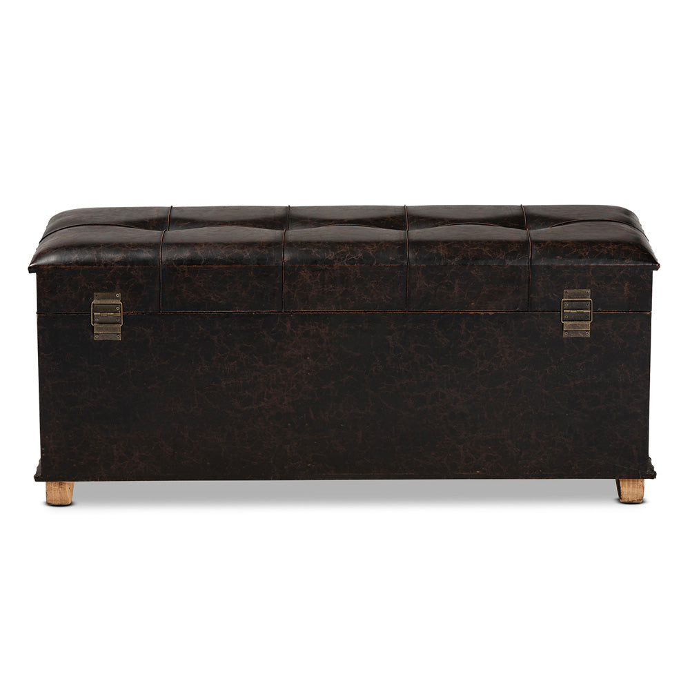 Baxton Studio - Janna Ottoman in Dark Brown/Oak Brown - JY20B055L-Dark Brown-Large Otto view 5