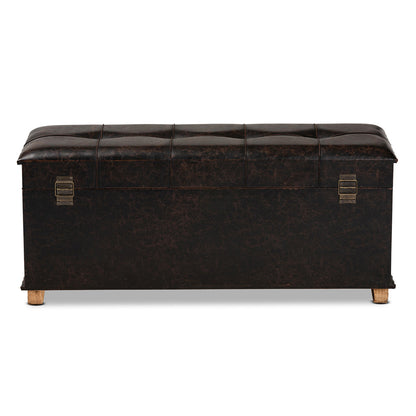 Baxton Studio - Janna Ottoman in Dark Brown/Oak Brown - JY20B055L-Dark Brown-Large Otto view 5