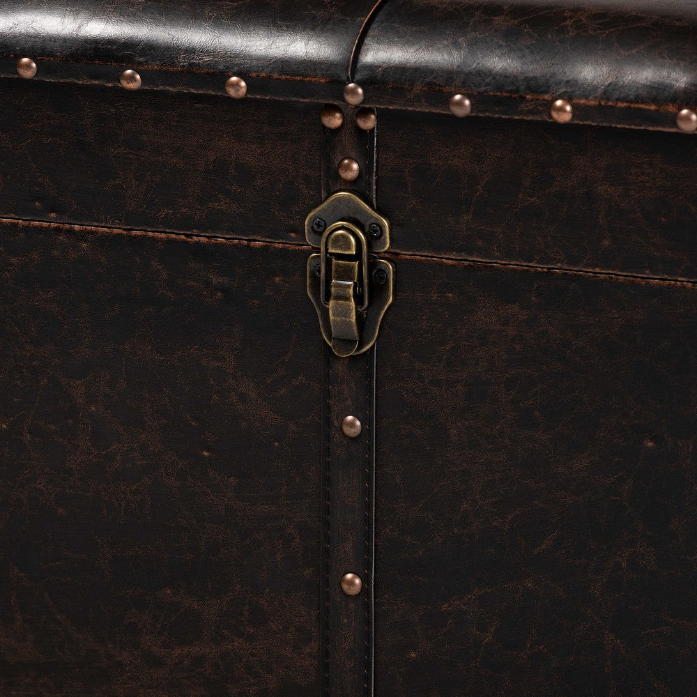 Baxton Studio - Janna Ottoman in Dark Brown/Oak Brown - JY20B055L-Dark Brown-Large Otto view 7