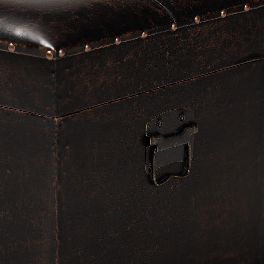 Baxton Studio - Janna Ottoman in Dark Brown/Oak Brown - JY20B055L-Dark Brown-Large Otto view 8
