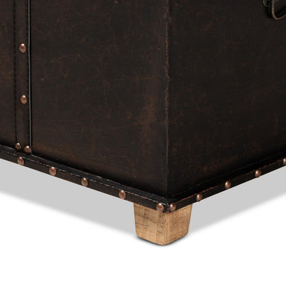 Baxton Studio - Janna Ottoman in Dark Brown/Oak Brown - JY20B055L-Dark Brown-Large Otto view 9