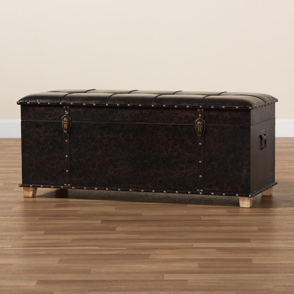 Baxton Studio - Janna Ottoman in Dark Brown/Oak Brown - JY20B055L-Dark Brown-Large Otto view 11