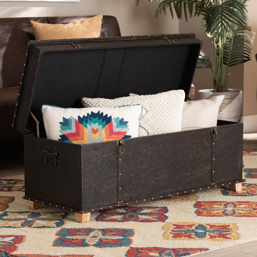 Baxton Studio - Janna Ottoman in Dark Brown/Oak Brown - JY20B055L-Dark Brown-Large Otto view 12