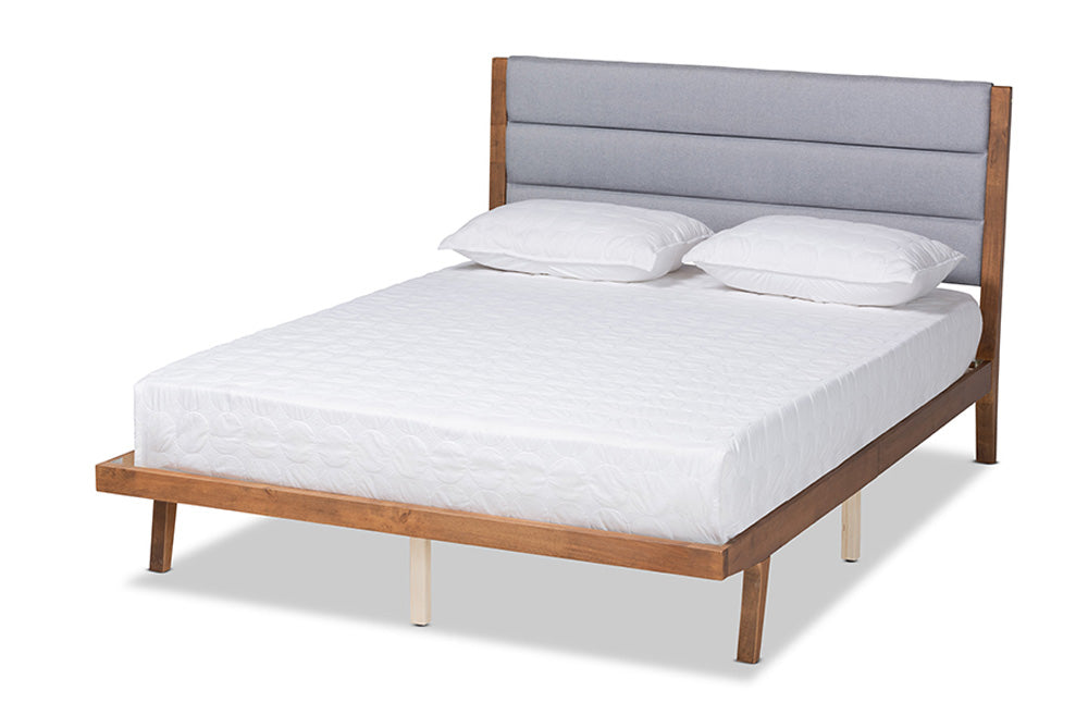 Baxton Studio - Jarlan Full Size Bed - MG0078S-Light Grey/Walnut-Full view 1
