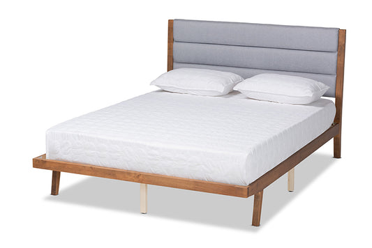 Baxton Studio - Jarlan Full Size Bed - MG0078S-Light Grey/Walnut-Full view 1