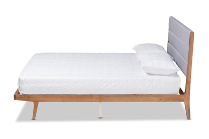 Baxton Studio - Jarlan Full Size Bed - MG0078S-Light Grey/Walnut-Full view 2