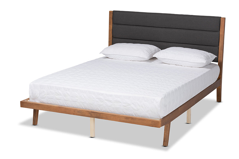 Baxton Studio - Jarlan King Size Bed - MG0078S-Charcoal/Walnut-King view 1