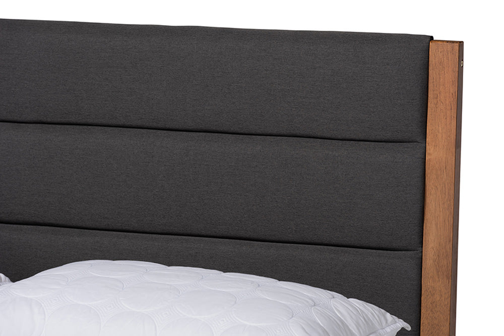 Baxton Studio - Jarlan King Size Bed - MG0078S-Charcoal/Walnut-King view 4